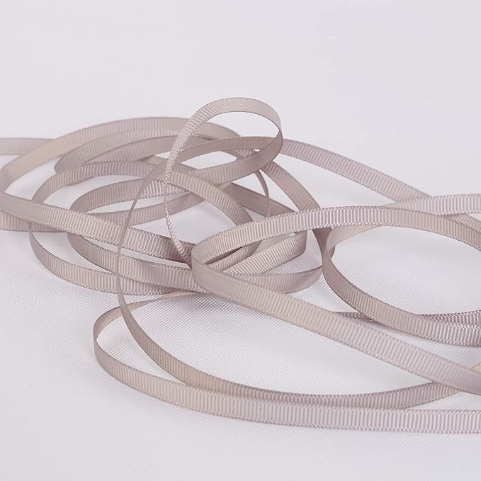 Ribbonitlux 1/4" Wide Solid Grosgrain Ribbon 25 Yards (012-Silver）, Set for Gift Wrapping, Party Decor, Sewing Applications, Wedding and Craft