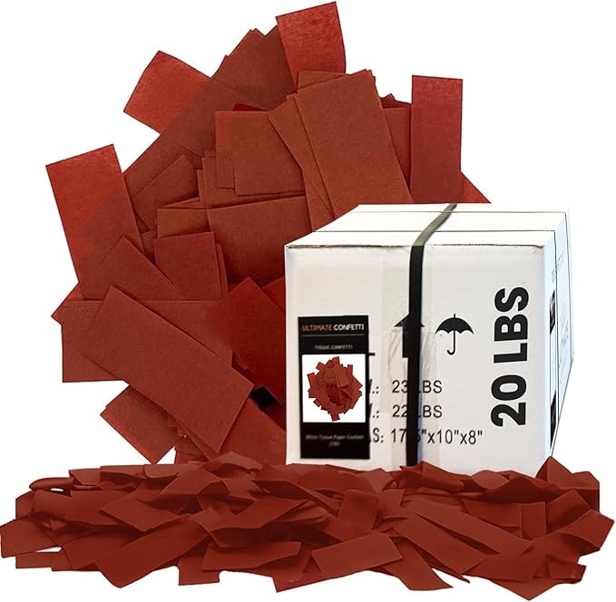 Ultimate Confetti, Maroon Biodegradable Confetti - Rectangular Flame-Resistant and Slow-Falling Tissue Paper Confetti for Cannon and Launcher use – Best for Parties Celebrations - 20 lb, 320 oz