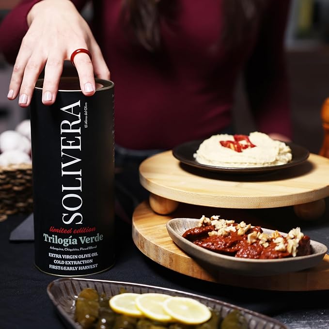 Solivera Trilogía Verde Extra Virgin Olive Oil Cold Pressed, 350+ High Polyphenols, Triple-Varietal Blend, Bright & Herbaceous