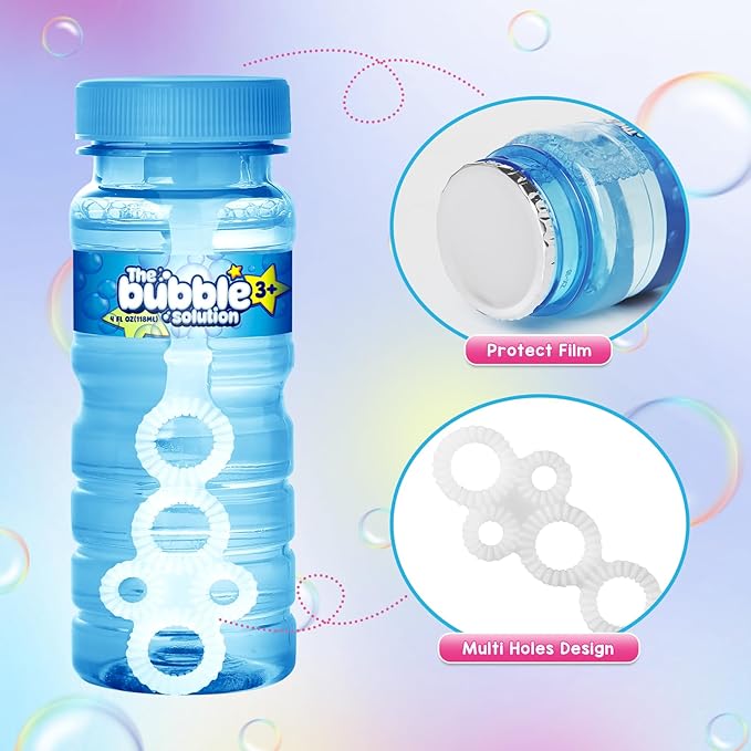 Shemira 60 Pcs Bubble Bottles with Wand, Bubble Party Favor Supply for Summer Indoor & Outdoor Activities, 4 OZ Bubble Solution Summer Toy in 6 Colors, Party Favor & Birthday Party Supplies
