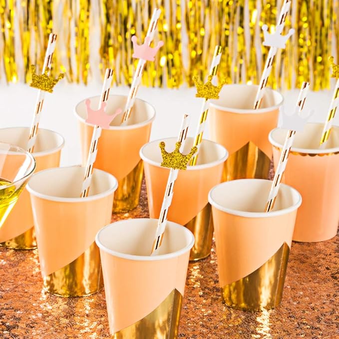 MOWO Glitter Crown Confetti Table Decor and Party Wedding Event Decor, Gold Glitter,Pink,White, 200 Count
