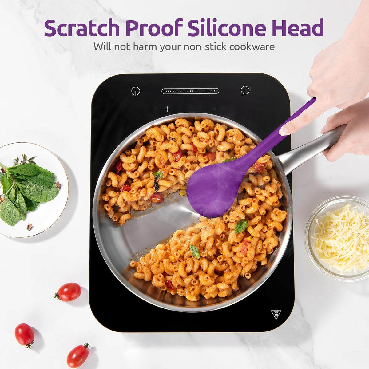 600ºF Heat Resistant Silicone Spoons: U-Taste 13.3in Solid & Slotted Kitchen Cooking Spoon, Nonstick Food Grade Long Rubber Utensil