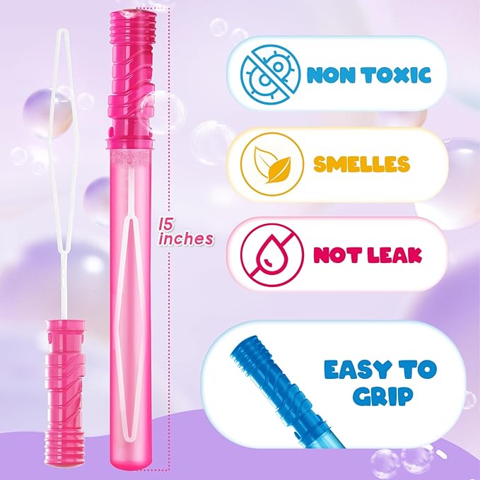 AuroTops 36PCS Big Bubble Wands Bulk for Kids, 15 Inches Bubble Wand Bulk in 6 Colors, Bubble Party Favor Supply for Summer Indoor/Outdoor Activities, Easter, Goodie Bags, Birthday