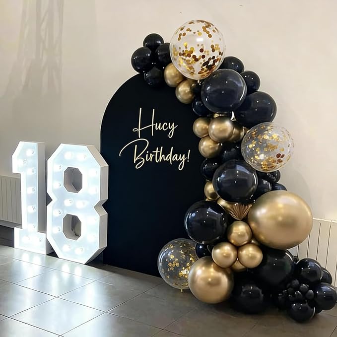 60pcs Black and Gold Confetti Balloons, 12 Inch Metallic Gold & Black Latex Party Balloons for Graduation 2026, Anniversary, Birthday, NYE, Christmas Party Decorations