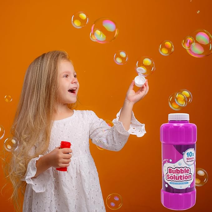 Purple 16oz Concentrated Bubble Solution 20-Pack, Refills up to 1.25 Gallons, Non-Toxic Concentrated Solution for Bubble Machines, Giant Bubble Wands, Bubble Gun and Blowers