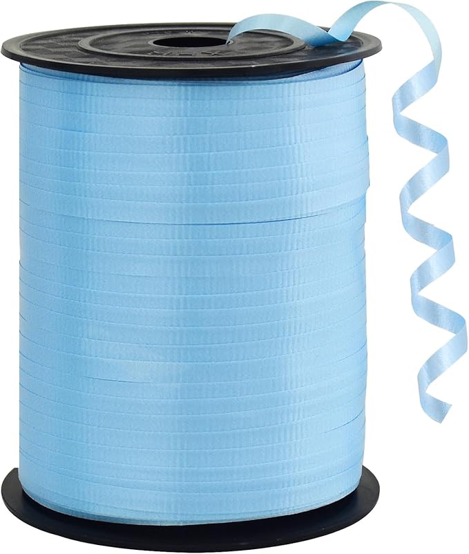 BEISHIDA 500 Yards Matte Light Blue Ribbon Curling Crimped Ribbon Balloon String Ribbons for Gift Wrapping& Birthday Party Festival Art Craft Decor Florist Flowers Decoration