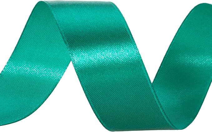 YASEO 1 Inch Teal Solid Satin Ribbon, 50 Yards Craft Fabric Ribbon for Gift Wrapping Floral Bouquets Wedding Party Decoration
