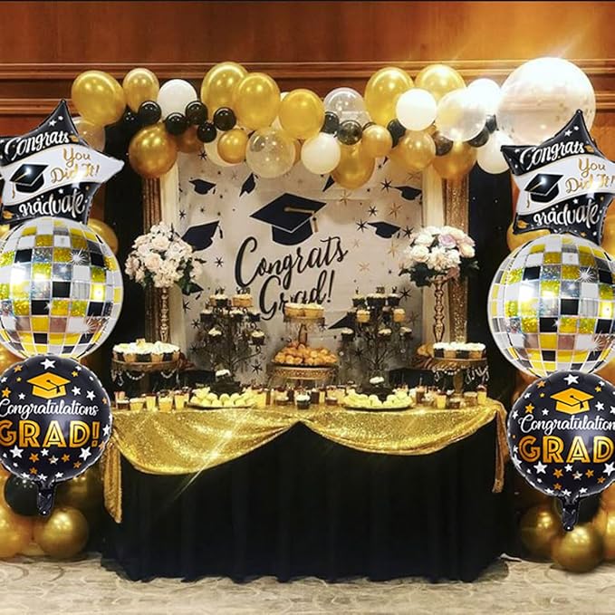 6Pcs Graduation Balloons Congrats Grad Balloons Class of 2026 Balloon for College High School Graduation Party Decorations