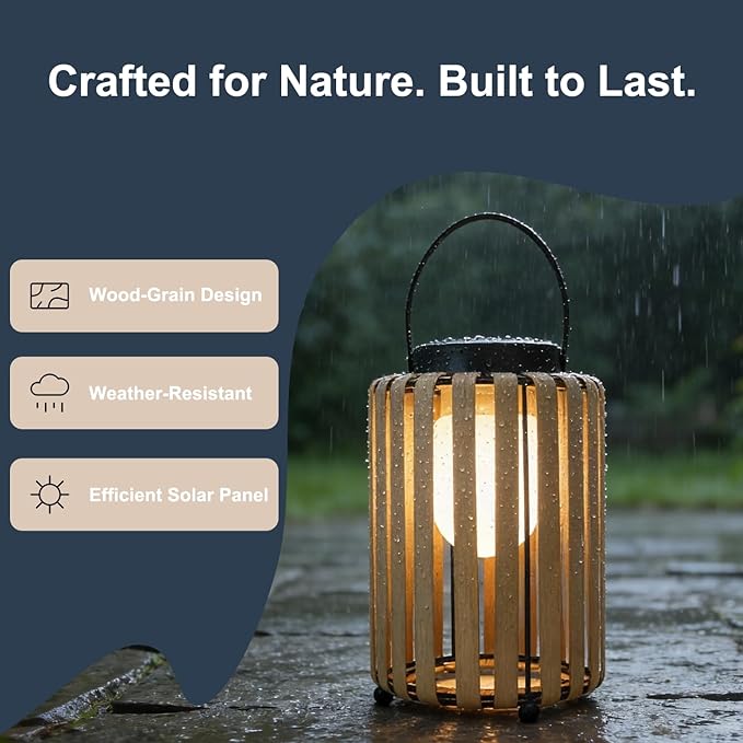 Solar Lanterns Outdoor Waterproof, Copycatting Wicker Work Solar Lantern with Handle, Outdoor Lantern Dusk to Dawn 6-8Hr, Hanging & Tabletop Decor for Garden/Patio