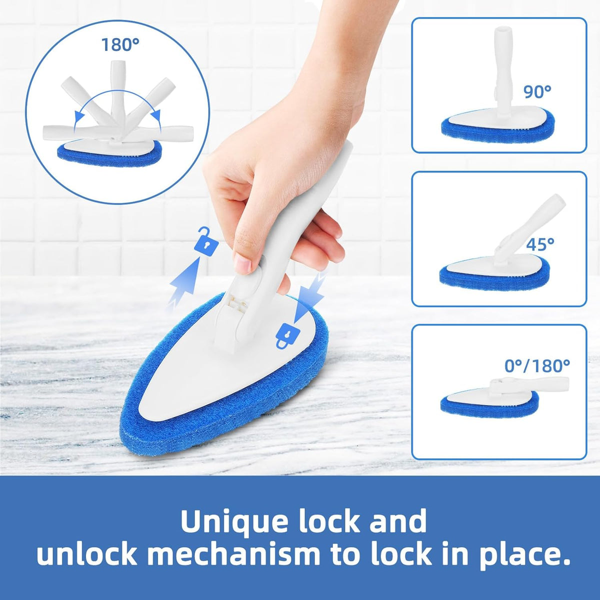 Qaestfy Shower Bathtub Tub Tile Scrubber Cleaning Brush with 51'' Handle, 5 Non-Scratch Scouring Pads