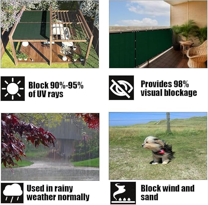 Petgrow Fence Privacy Screen 5FT X 21FT– Heavy Duty (HDPE) Outdoor Shade Mesh Cloth, 90% Blockage Fencing Shade Net Cover for Garden, Backyard, Balcony & Swimming – UV Protection, Windproof