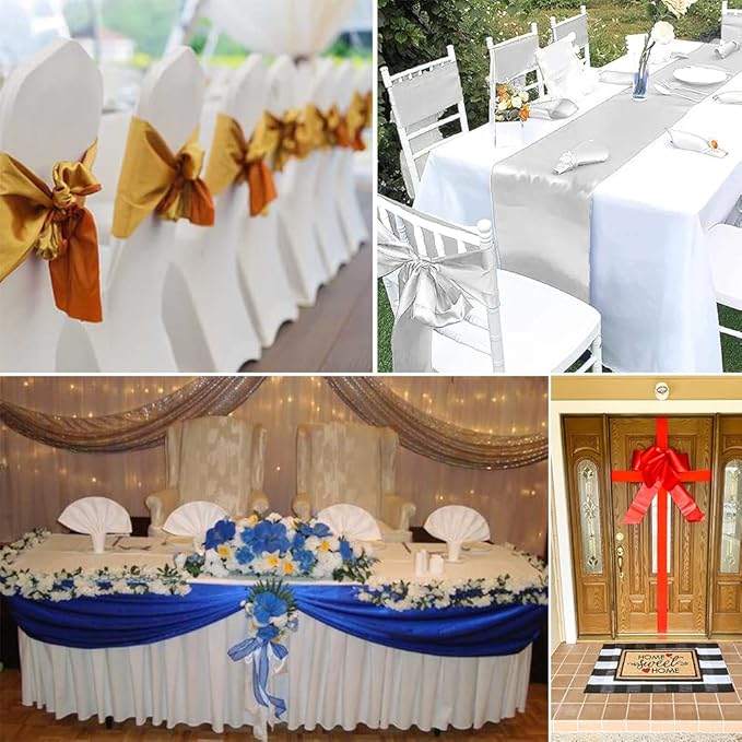 TONIFUL 12 Inch X 11yds White Satin Ribbon - Extra Wide for Christmas, Ceremonies, Weddings & Gift Wrapping