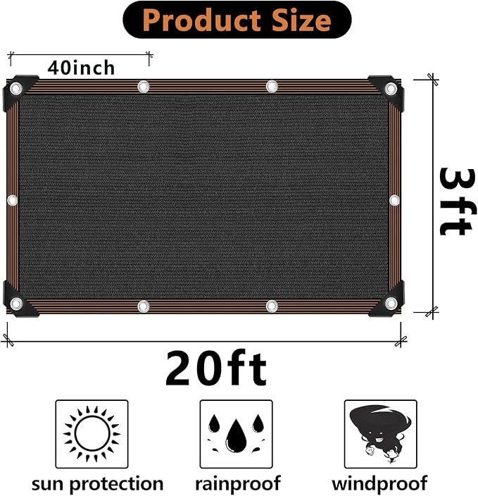 Shade Cloth - 70-90% Sunblock Net for Garden Patio,Shade Sails for Plants Greenhouse Outdoor Pergola Lawn Swimming Sun Shade Cloths for Kennel Chicken Coop Easier to Hang Shade Net Cover…