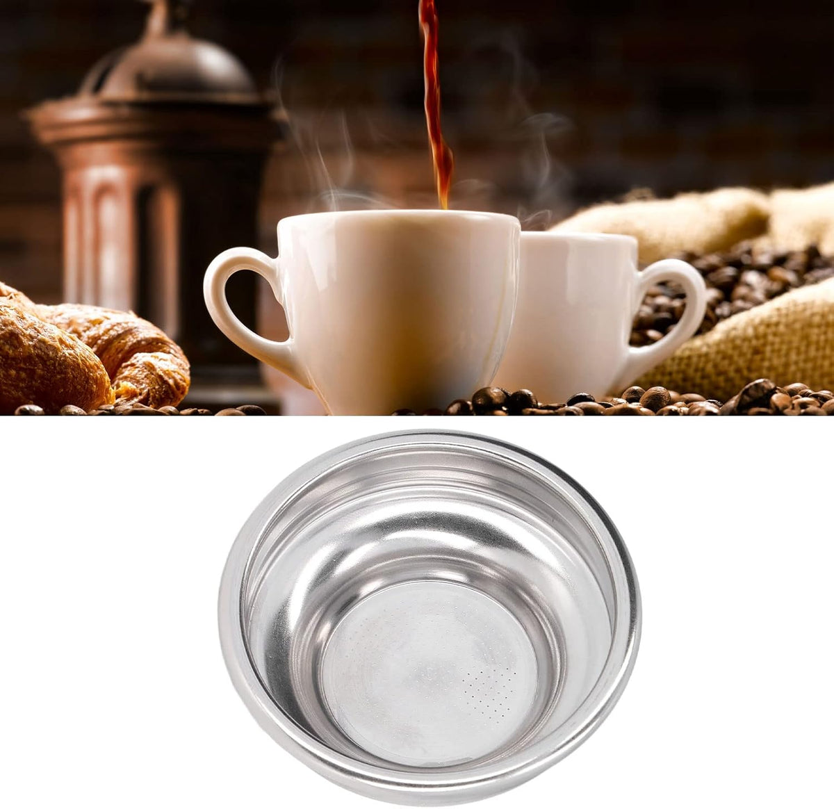 58mm Portafilter Filter Basket, 1 Cup Single Wall Coffee Maker Coffee Powder Filter, Porous Stainless Steel Coffee Filter for Extraction