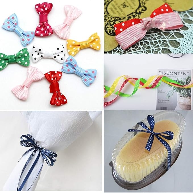 Grosgrain Ribbons 1 Inch Polka Dot Ribbon Set Swiss Dot Fabric Ribbon 35 Yards for Holiday Gift Wrap DIY Bow Hair Accessories Baby Shower Wedding Party Decoration (7 Color, 5 Yard Each)
