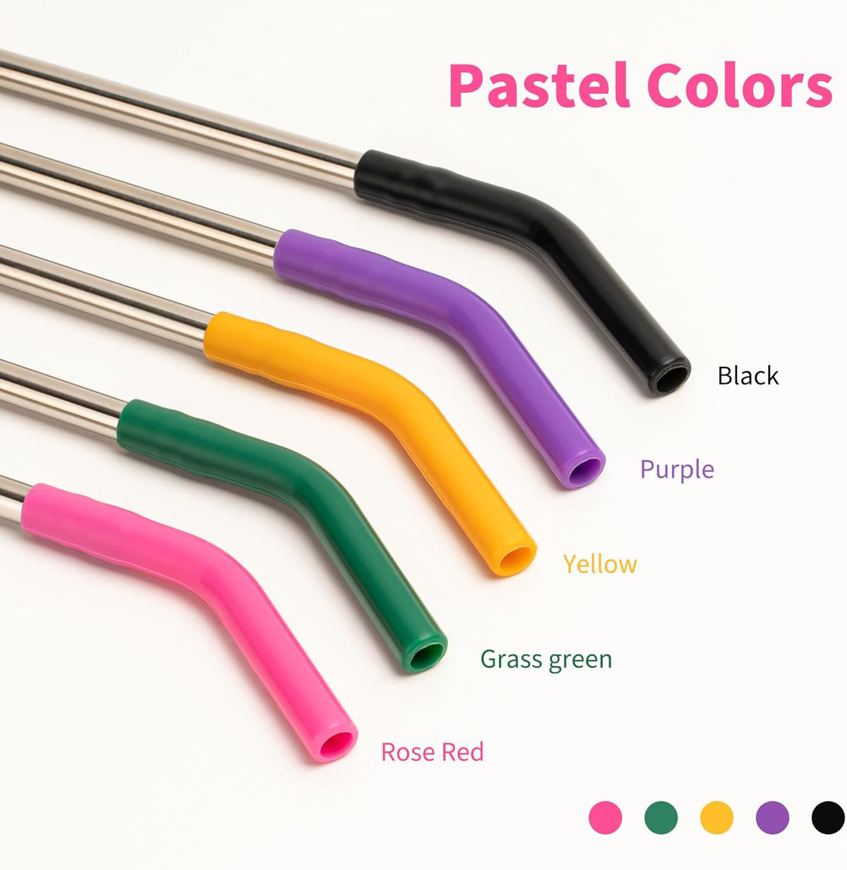 30 oz Straw for Yeti Tumbler, Metal Straight Straws Reusable with Silicone Tip for Bjpkpk, Rtic, Wetoweto, Beast 30 oz Tumbler, Cleaning Brush