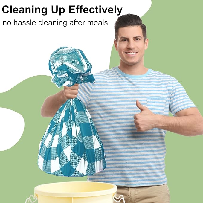 Smiry 8 Packs Gingham Disposable Table Cloth, 54 x 108 Inch Waterproof Plastic Tablecloth, Rectangle Turquoise and White Checkered Table Covers for Picnic, Birthday, Party