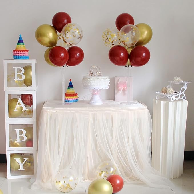 ZJDHPTY Red and Gold Party Decorations,4 Set Balloon Stand with Pump and Red Gold Balloons for 49ers Party Birthday Lunar New Year Christmas Valentine Wedding Graduation Prom Party Supplies