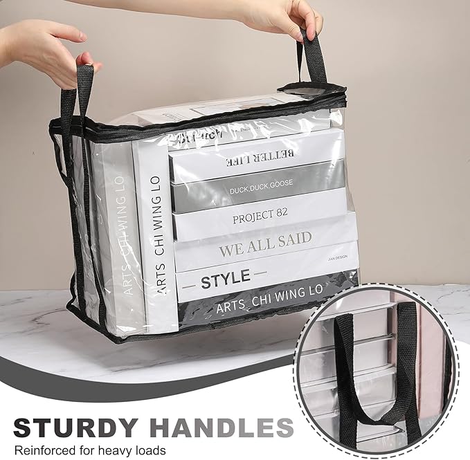 PATIKIL 9x10.6x9in Clear Storage Bags, Plastic Storage Bags Clear Small Zippered Organizers Foldable Closet Bed Sheet Organizer Cube with Zipper Handles for Book Clothes Yarn,S, White