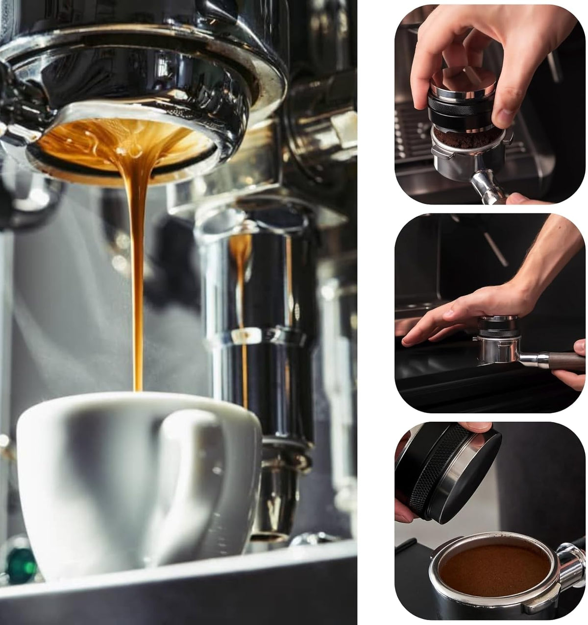 54mm Coffee Tamper and Distributor, Dual Head Coffee Leveler Fits for 54mm Breville Portafilter, Adjustable Depth Espresso Hand Tampers