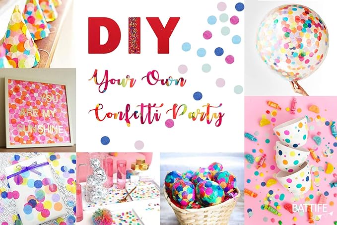 BATTIFE 7.1oz Colorful Tissue Paper Confetti, 1inch Large Bag Round Confetti for Wedding Birthday Party Celebrations, Multicolor 25000 Pieces