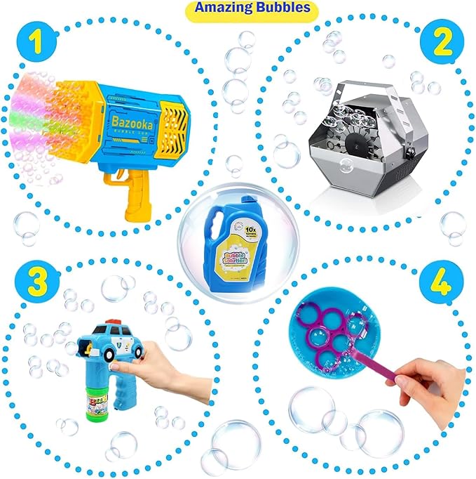 The Dreidel Company Ready Bubble Solution Refill for Bubbles Toys, Up to 2.5 Gallon, Non-Toxic Large 32oz Ready Liquid for Bubble Machine, Guns, Wands, Lawn Mower Toy (24-Pack)