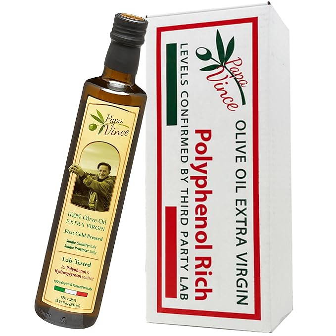 Papa Vince Olive Oil Extra Virgin - First Cold Press Family Harvest 2024/25, Polyphenol Rich, Subtle Peppery Finish, Unrefined