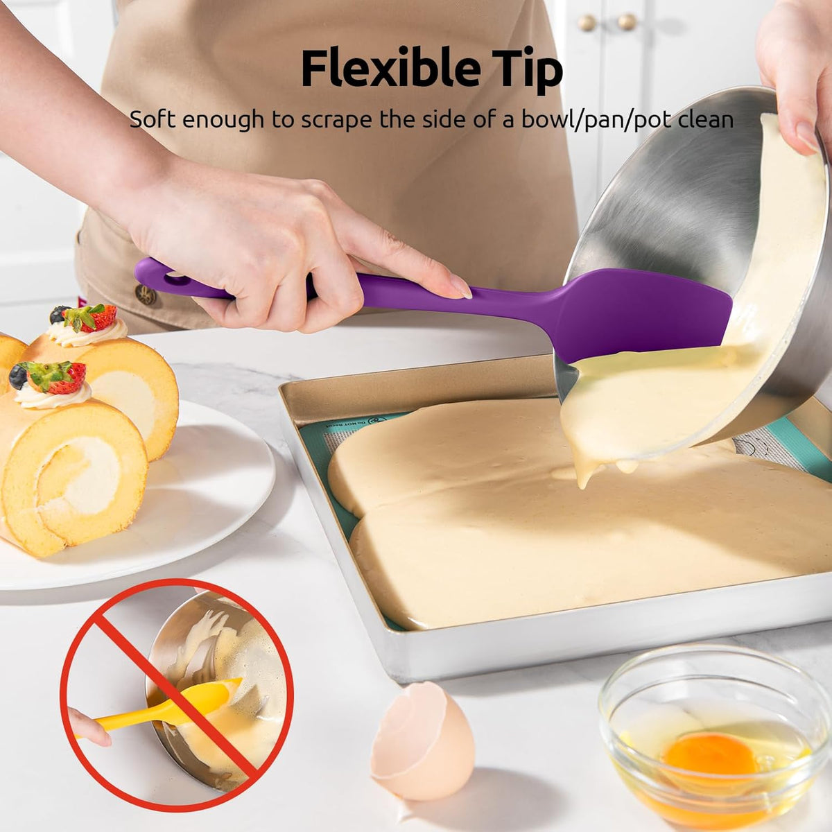 U-Taste Heat Resistant Silicone Spatula - 600ºF Hot-Proof Food Grade Kitchen Baking Bowl Scraper