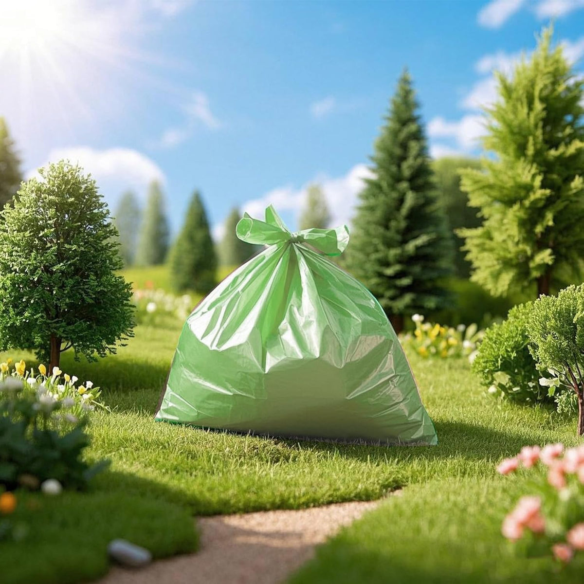Biodegradable Compost Recycling Trash Bags, Compostable 13 Gallon Plastic Trash Bags For Kitchen, 100 Count, 1.2 Mils,60 Liter, Recyclable Composta Large Heavy Duty Garbage Bag (100)