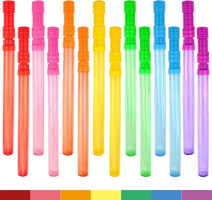 Bubble Wand, 14" Big Bubble Wand Set(14 Pack 7 Colour), Non-Toxic Smelless Bubble Toy for Kids Child Birthday Party Favor Wedding Summer Outdoor Activity Bathroom Bath Toys, by MAPIXO