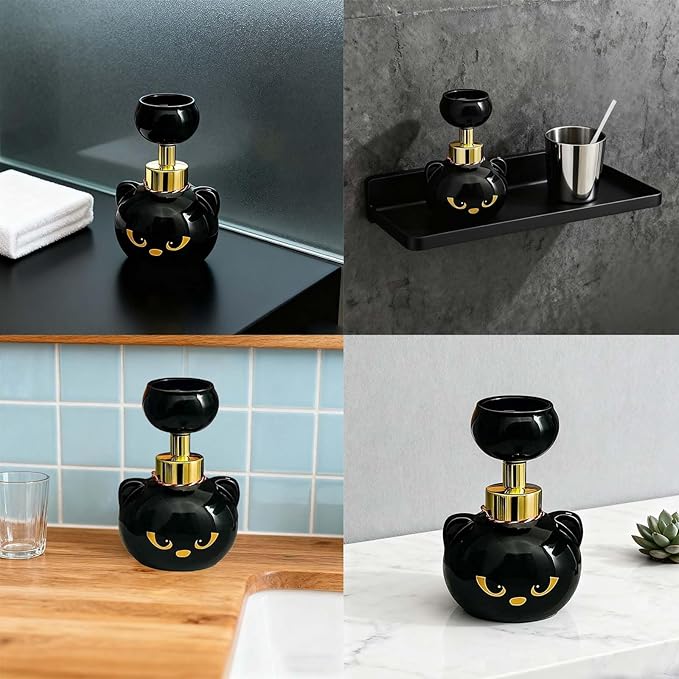 Cute Cat Paw Foam Soap Dispenser, Automatic Soap Dispenser with Black Cat Paw Print Press Creates Paw-Shaped Foam, Refillable Eco-Friendly Hand Soap Dispenser for Home