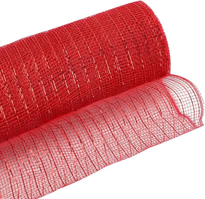 3 Rolls Red White and Blue Deco Mesh Ribbon for Wreath Making Supplies, 10 Inch x 30FT Metallic Foil Burlap Deco Mesh Fabric for 4th of July Patriotic Door Wreath Swags and Decorating
