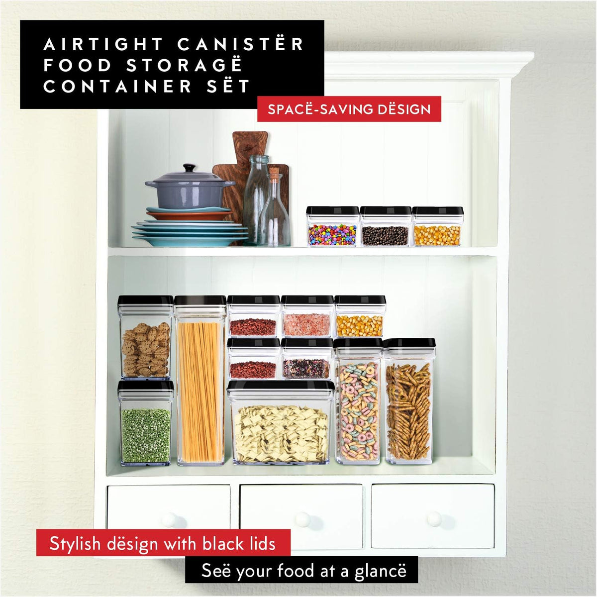 Dwëllza Kitchen Mini Airtight Food Storage Containers with Lids – Set of 6 Clear Plastic Small Pantry Containers for Spices, Candy, Nuts