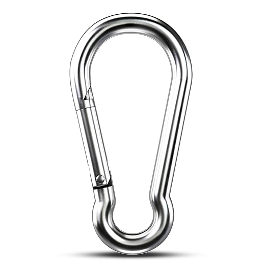 Large Carabiner Clip Hooks, 1pc 5.5 inch Carabiner Heavy Duty, 304 Stainless Steel Spring Snap Hook Fits Camping Hanging Hiking Weight Lifting, Metal Clips for Rope or Chain