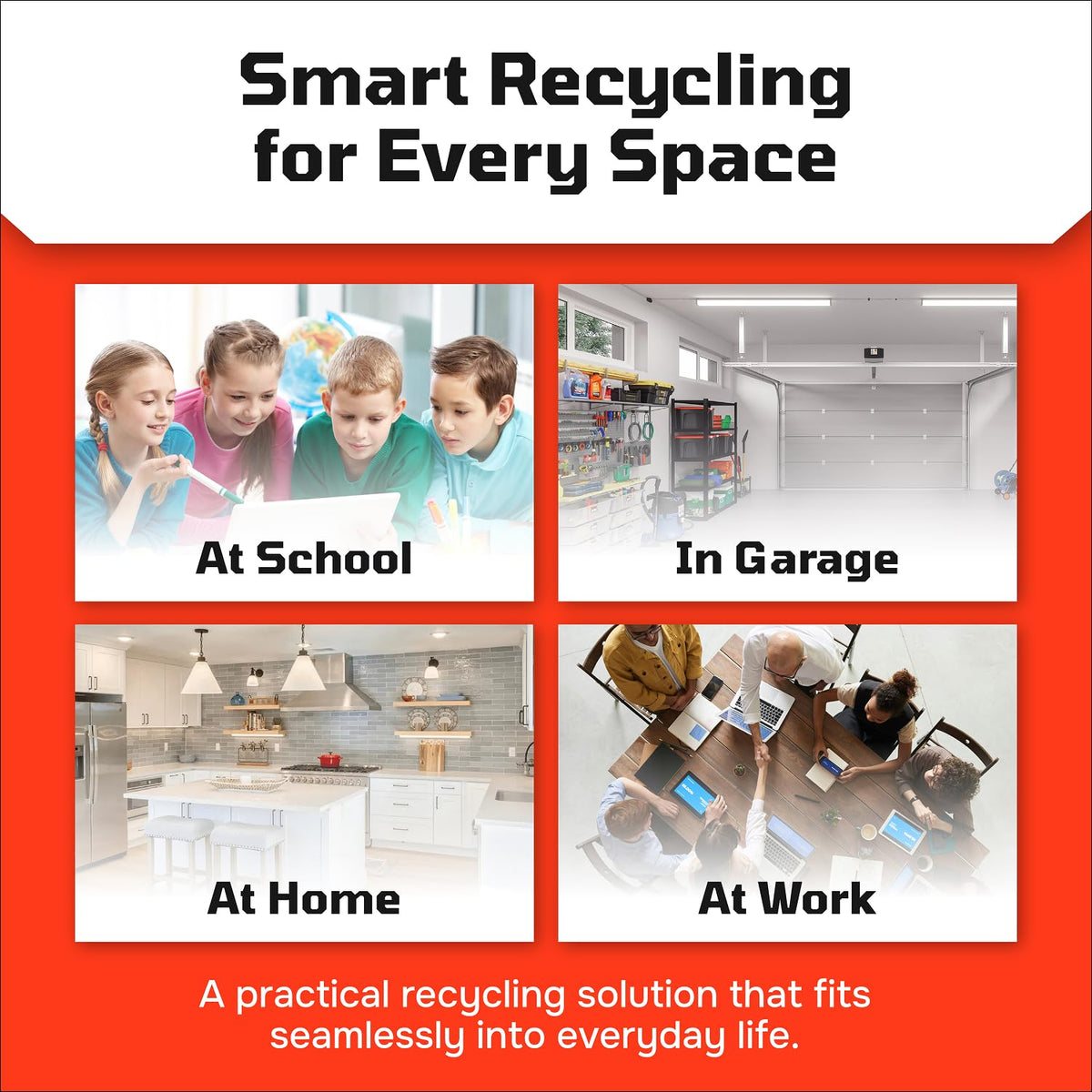 Multi Recycling Bin System with Three Stacking 6 Gallon Bins with Carrying Handles, Stackable and Compact for Offices, Homes, Garages, Businesses - (Green, 3 Pack)
