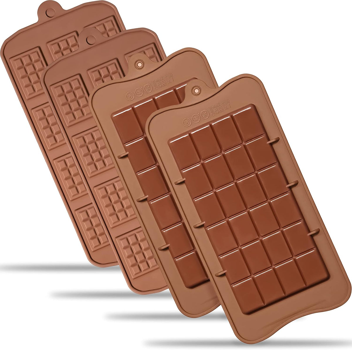 Anaeat Silicone Break Apart Chocolate Molds, Set of 4 Flexible Non-Stick Silicone Candy Protein and Energy Bar Molds for Mini Rectangle Chocolates