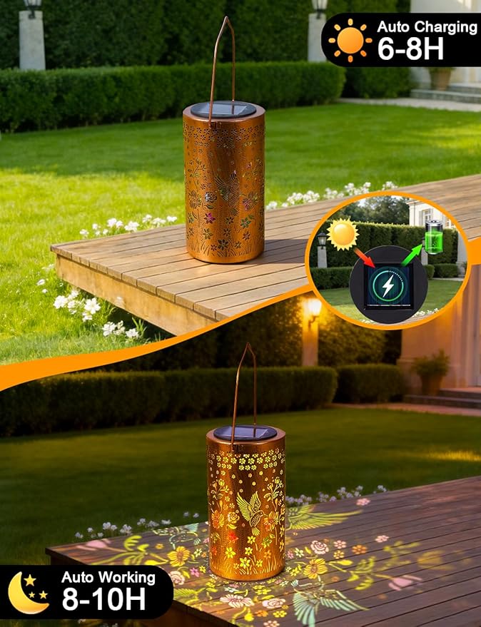 Colorful Hummingbird Solar Lanterns Outdoor Waterproof, Birthday Gifts for Women Mom Grandma, Hanging Hummingbird Solar Lights, Metal Lanterns Decorative Outdoor for Yard, Patio, Porch, Garden