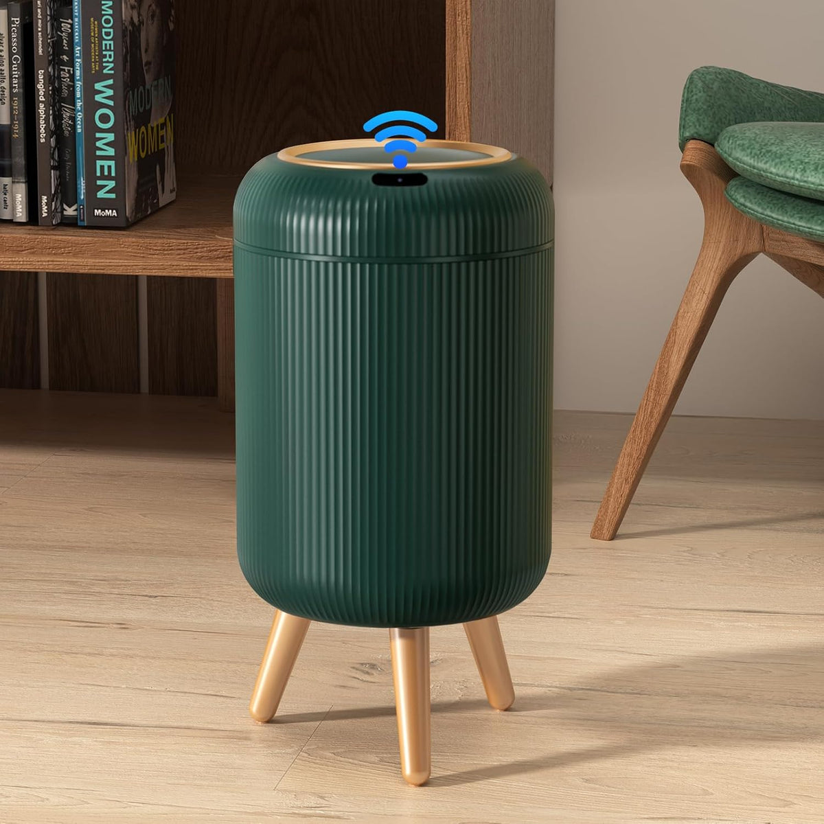 Bathroom Trash Can Automatic Touchless, 3 Gallon Smart Motion Sensor Garbage Can with Lid Electric Small Mini Trash Garbage Bin for Kitchen, Office, Toilet, Bedroom Diaper Trash Cans-Green