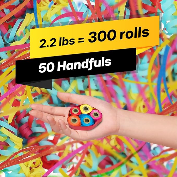 Streamer Paper Refill for Confetti Launcher – 2.2lbs/1kg Bulk Multicolor Streamers, Biodegradable, Fire-Resistant, Non-Staining | Weddings, Concerts, Events & Parties