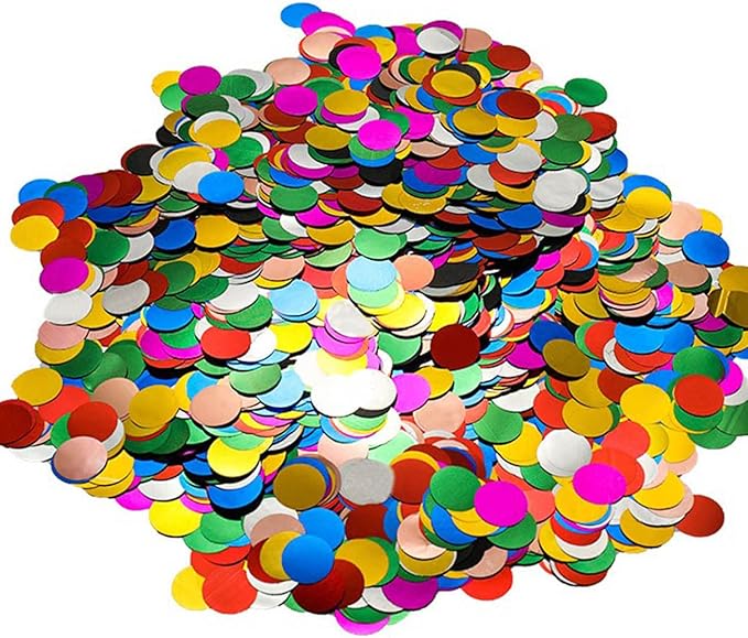 Multicolor Metallic Foil Confetti(0.59 inch) Round Dots Glitter Rainbow Table Confetti for Party Wedding Decorations,2.11 OZ per pack