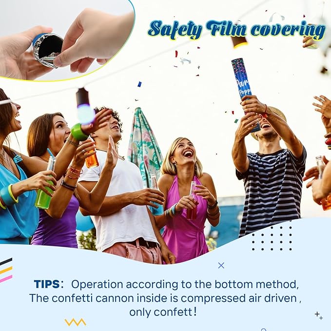 Confetti Cannon 12Inch Confetti Poppers 12 Pack Multicolor Party Poppers Confetti Shooters Air Compressed Color Popper Cannon Bulk for Graduation New Years Eve Birthday Wedding Indoor and Outdoor