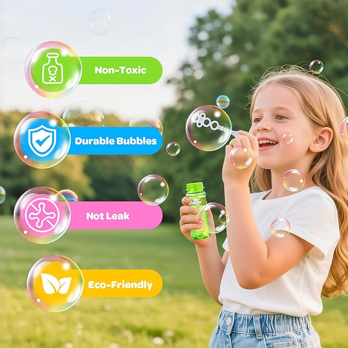 AuroTops 48 PCS Bubble Bottles with Wand in 6 Colors,Blow Bubbles in Bulk,Bubbles Party Favors for Kids Bubble Solution,Summer Toys for Kids Birthday Gifts,Ideal for Carnival,Wedding,Classroom Prizes