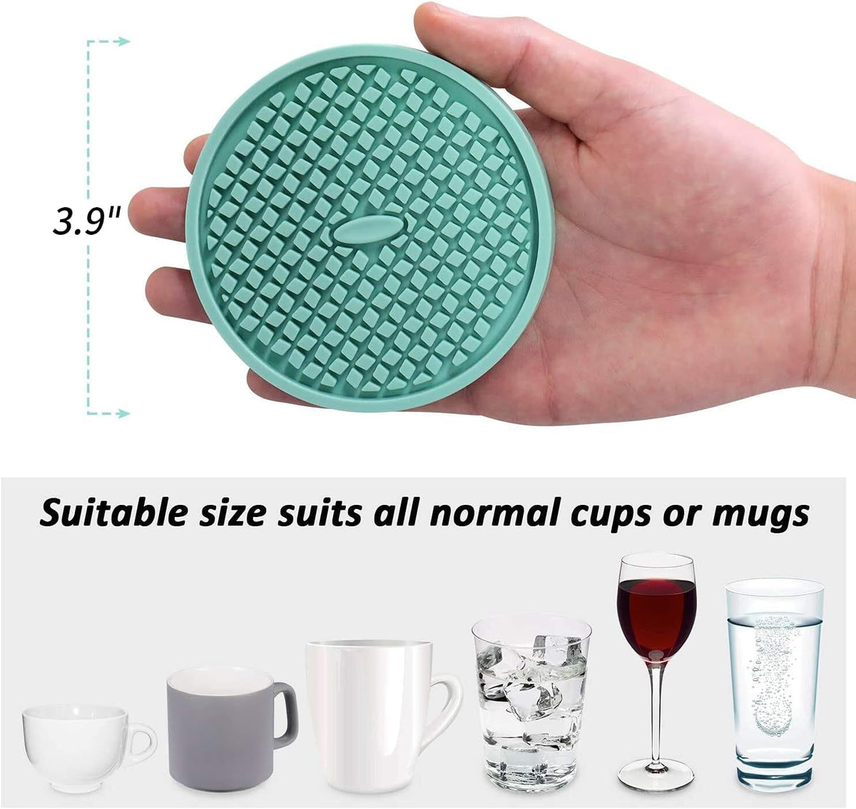 ME.FAN Silicone Coasters [6 Pack] Thickened Drink Coasters with Holder - Cup Mat - Non-Slip, Non-stick, Stay Put, Deep Tray
