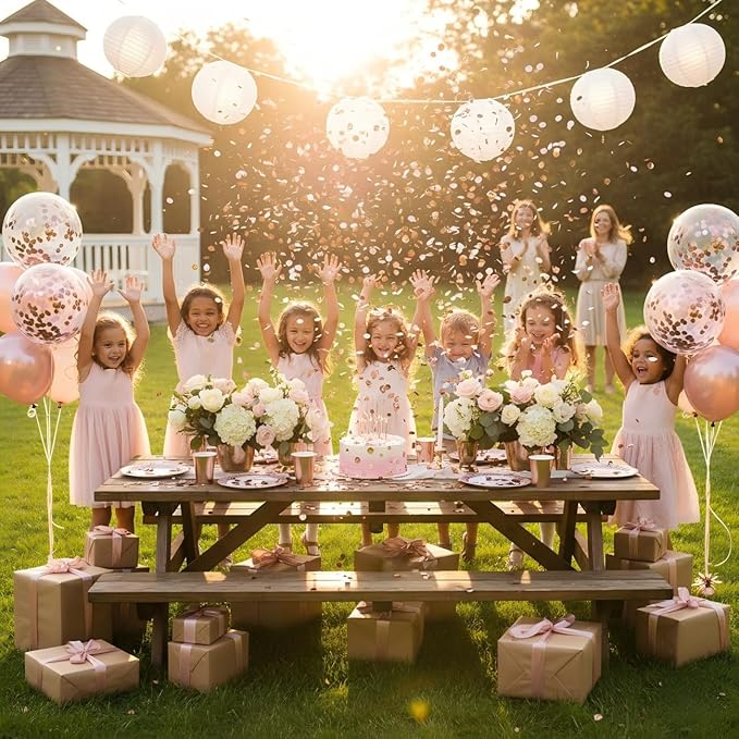 Rose Gold Metallic Foil Confetti(0.59 inch) Round Dots Glitter Table Confetti for Party Wedding Decorations,2.11 OZ per pack