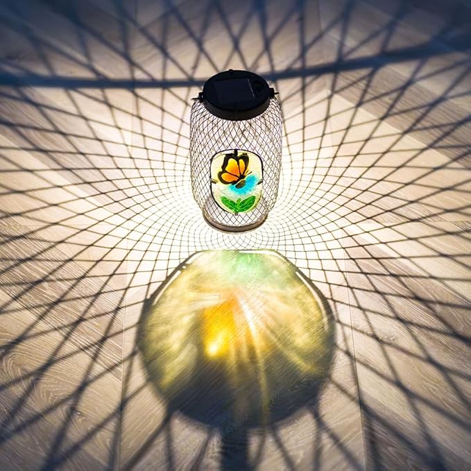 Solar Lantern Outdoor Waterproof,Butterfly Hanging Solar Lights Outdoor, Garden Decor for Patio Yard Table, Birthday & Mother's Day Gifts for Women Gifts