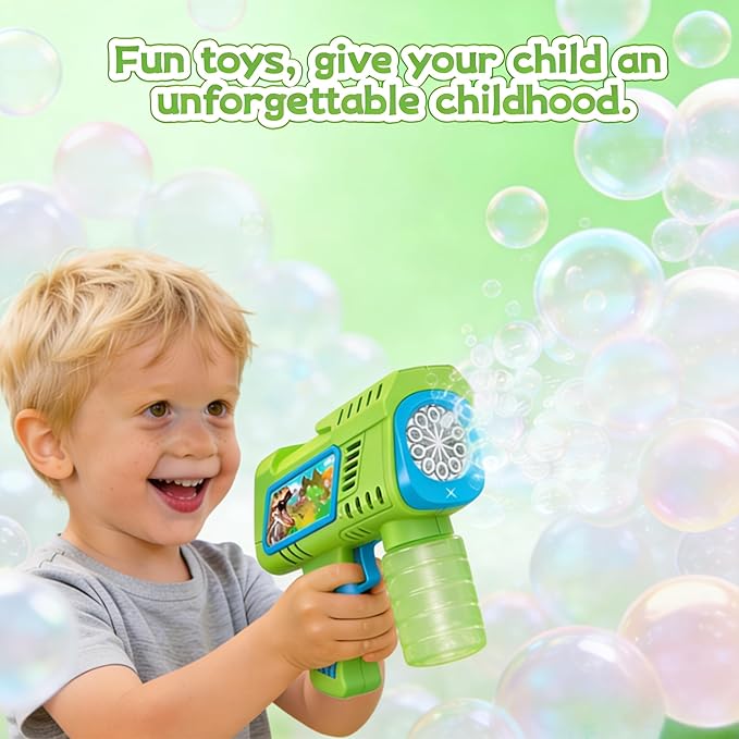 Bubble Gun for Kids with LED Lights & Leak-Proof Design Outdoor Toys for Boys Girls Party Favors Summer Toy Birthday Gifts Easter Bubbles for Wedding Favors