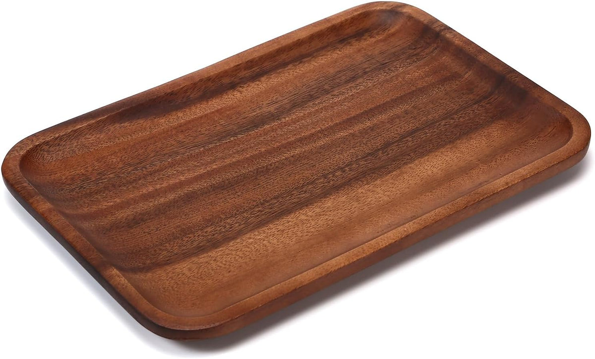 Serving Acacia Wood Valet Tray for Men Women, Catch All Acacia Mens Key Dump Bedside Nightstand Organizer EDC Decorative Wooden Tray for Phone Watch