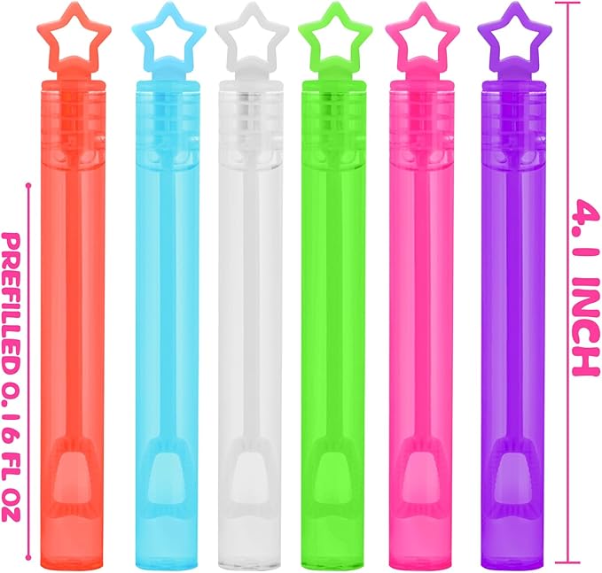 300 Pack 20 Colors Neon Bubbles Bulk in Gift Box, Mini Star Bubble Wand Party Favors for Kids, Birthday Treats, Party Supplies, Goody Bag Stuffer, Classroom Giveaways, Carnival Prizes Toy for Toddlers