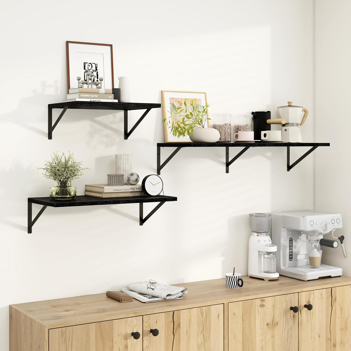 Dreamland Deep Floating Wall Shelves, Black Shelf, Large Floating Shelf 12 * 24 inchSet of 2 Bathroom Wall Shelves Bookshelf for Living Room Bedroom