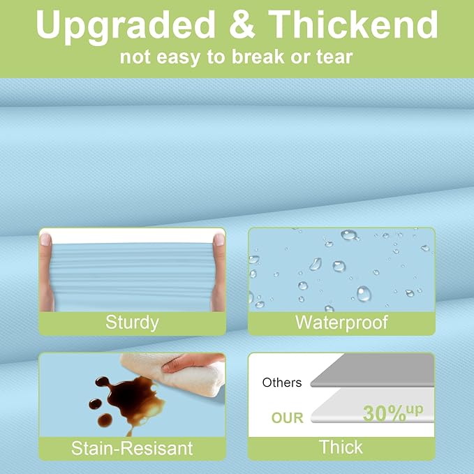 QIKSION Light Blue Plastic Table Cloth Disposable 3 Pack, 54 x 108 Inch Tablecloths for Baby Shower Birthday Party, Easter Decorations, Rectangle Table Cover